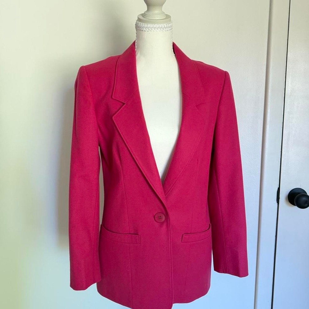Pendleton 100% Virgin Wool Blazer in Hot Pink Preppy Size 4